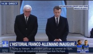 Emmanuel Macron et son homologue allemand se recueillent lors de l’inauguration de l’historial Franco-Allemand sur la Grande Guerre