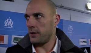 Le gardien de but de Lorient Fabien Audard savoure cette victoire face à l'OM