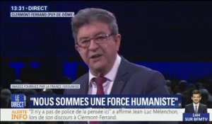 "Il n'y aura pas de police de la pensée ici", martèle Jean-Luc Mélenchon à Clermont-Ferrand