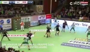 Un joueur de handball frappe l'entrejambe de son adversaire en faisant un check (vidéo)