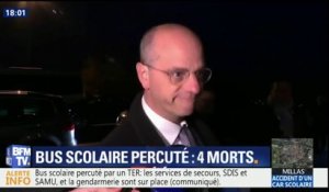 Bus scolaire percuté : "Tout est mis en oeuvre (...) nous pensons surtout aux familles" dit Jean-Michel Blanquer