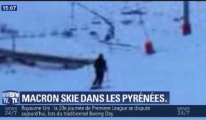 Emmanuel Macron skie à La Mongie