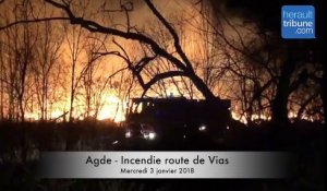 AGDE - Incendie en cours, route de Vias
