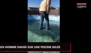 Etats-Unis : Un homme danse sur une piscine gelée (Vidéo)