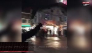 Par accident, une jeune femme fait exploser son feu d’artifice au milieu d’une foule (Vidéo)