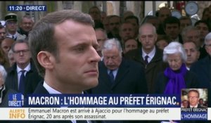 À Ajaccio, Emmanuel Macron observe une minute de silence en hommage au préfet Érignac, 20 ans après son assassinat