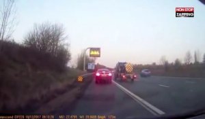 Angleterre : Un conducteur perd le contrôle sur une autoroute et provoque un accident (Vidéo)