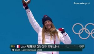 JO 2018 : Snowboard Cross- Julia Pereira De Sousa Mabileau en argent lors de la remise des médailles