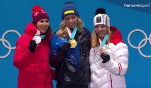 JO 2018 : Ski alpin -Remise des médailles du Slalom géant femes