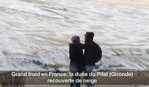 Grand froid en France: la dune du Pilat recouverte de neige