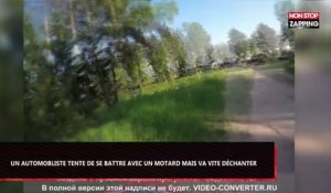 Un automobiliste cherche la bagarre avec un motard et va vite déchanter (Vidéo)