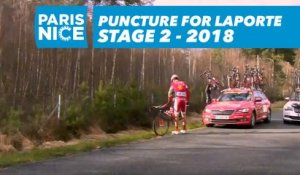 Puncture for Laporte - Étape 2 / Stage 2 - Paris-Nice 2018