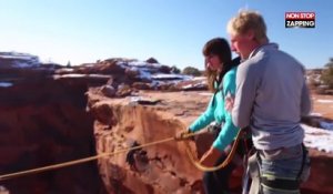 Un homme pousse sa copine d’une falaise lors d’un saut à l’élastique (Vidéo)