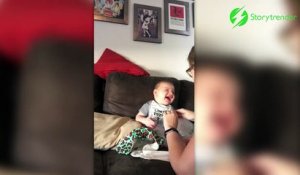 Le fou-rire incroyable de ce bébé quand papa éclate du papier bulle! Trop mignon