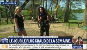 Notre journaliste .@vsainsily s'essaye au saut à l'élastique à l'envers à Cergy-Pontoise