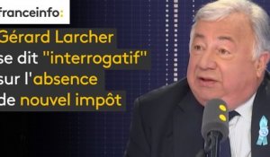 Gérard Larcher se dit "interrogatif" sur l'absence de nouvel impôt. "Il va falloir aller très vite dans la diminution de la dépense publique. Le ressenti des Français, c'est qu'ils vont avoir des temps difficiles", estime le président du Sénat