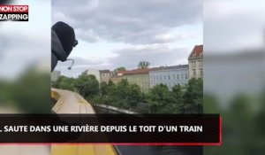 Inconscient, il saute dans une rivière depuis le toit d'un train en marche  (vidéo)