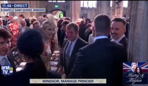 Mariage princier : arrivée d'Elton John à la chapelle St-Georges à Windsor