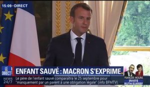 Enfant sauvé à Paris: "Le caractère exceptionnel du geste justifiait la décision exceptionnelle", réagit Emmanuel Macron