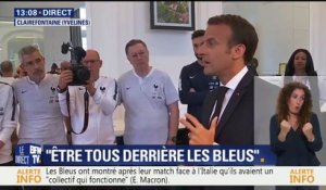 Les trois conseils de Macron aux Bleus "restez unis, ayez le sens de l'effort et gardez confiance"