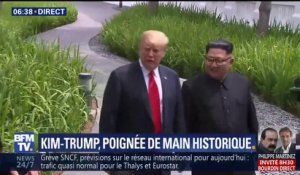 "On va passer à la signature", annonce Donald Trump en sortant avec Kim Jong-un de l'hôtel de Sentosa