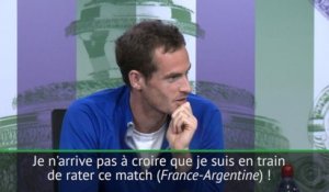 Wimbledon - Murray : "Je n'arrive pas à croire que je rate France-Argentine !"