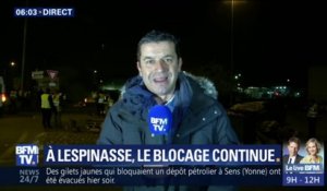 Gilets jaunes: le dépôt pétrolier de Lespinasse, près de Toulouse, est toujours bloqué