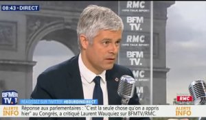 "On se contrefiche de la psychologie d'Emmanuel Macron", réagit Laurent Wauquiez au discours du Président à Versailles