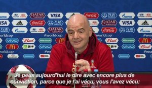 Le Mondial-2018, "meilleure Coupe du monde" selon Infantino