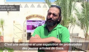 Gaza: des artistes exposent leurs oeuvres dans les décombres