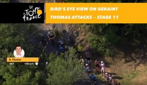 Vue aérienne sur le sprint de Geraint Thomas / Bird's eye view on Thomas attacks - Étape 11 / Stage 11 - Tour de France 2018