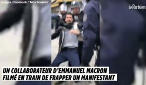 Un collaborateur d'Emmanuel Macron filmé en train de frapper un manifestant
