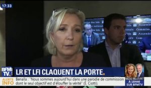 Pour Marine Le Pen, la présidente de la commission d'enquête de l'Assemblée "refuse l'intégralité des auditions qui ont été réclamées"