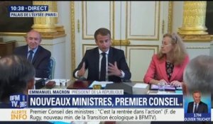 "Beaucoup de choses nous attendent (...) rien de ce que nous entreprenons n'est fait sous la pression des médias", affirme Macron en conseil des ministres