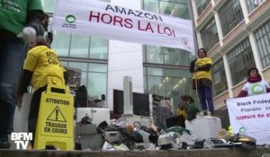 Pour le Black Friday, ils déposent des déchets électroniques devant Amazon France