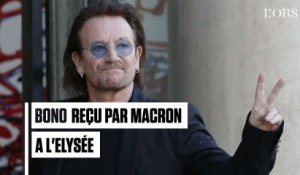 Le chanteur Bono reçu par Emmanuel Macron à l'Elysée