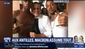 Emmanuel Macron assume la photo avec un jeune faisant un doigt d'honneur prise aux Antilles