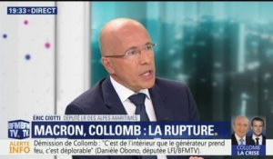 Démission de Collomb: "Il y a une défiance des forces de l'ordre à l'égard de leur ministre", affirme Éric CIotti