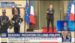 Gérard Collomb attend seul sur le perron: "C'est un bazar, tout ça se fait dans l'improvisation totale", relate Mathieu Coache