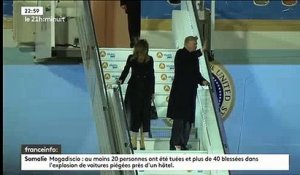 Donald et Melania Trump sont arrivés hier soir à Paris : Regardez leur descente de l'avion à 22h à l'aéroport international d'Orly