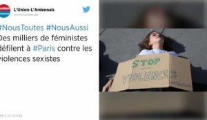 Des milliers de féministes défilent à Paris contre les violences sexistes.