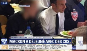 Emmanuel Macron a déjeuné avec des CRS engagés samedi à Paris