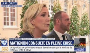 Consultation à Matignon: Marine Le Pen affirme qu'"il faut immédiatement annoncer la suppression des taxes sur l'essence et le gasoil"