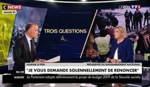 Gilets jaunes : Regardez Marine Le Pen qui s'adresse directement, en plein 20h sur TF1, à Emmanuel Macron