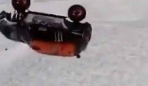 Il réalise un énorme Back flip en voiture sur la neige