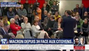 Face à une gilet jaune, Emmanuel Macron indique qu'il "aura aussi des débats avec citoyens, pas des gilets jaunes"