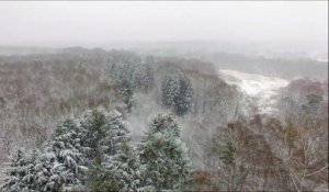 Saint-Avold sous la neige  filmé par un drone
