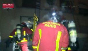 Incendie mortel à Paris : les images de l'intervention périlleuse des pompiers