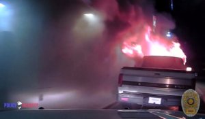 Ce policier pousse une voiture en feu pour sauver un restaurant : héros du jour