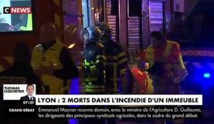 Lyon: Les images terribles de l'incendie qui a tué une femme et un enfant cette nuit dans un immeuble